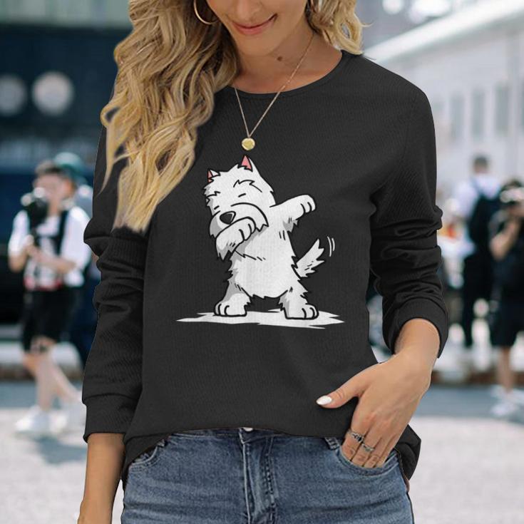 Gentle Westie Dog Dab Dance Langarmshirts Geschenke für Sie