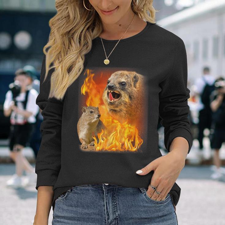 Rock Hyrax Fire Style Langarmshirts Geschenke für Sie