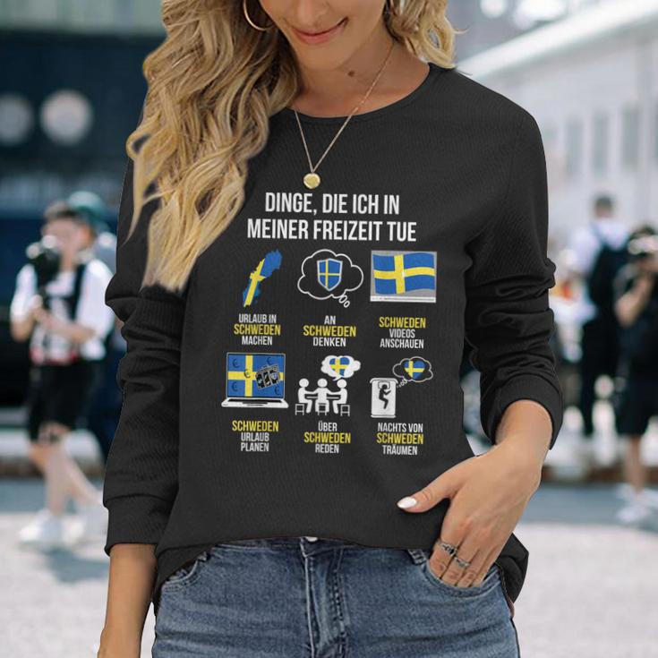 Saying Dinge Die Ich In Der Freizeit Tue Sweden Langarmshirts Geschenke für Sie