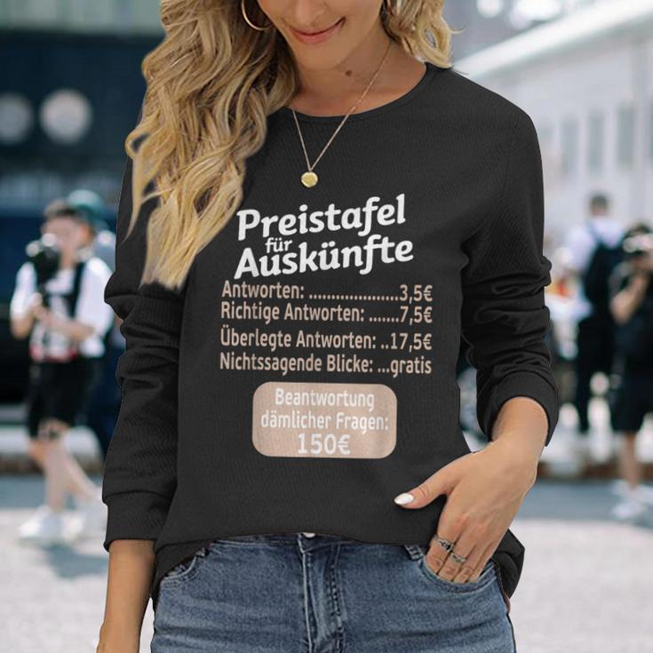 Sayings Cheeky Price Chart For Information Work Langarmshirts Geschenke für Sie