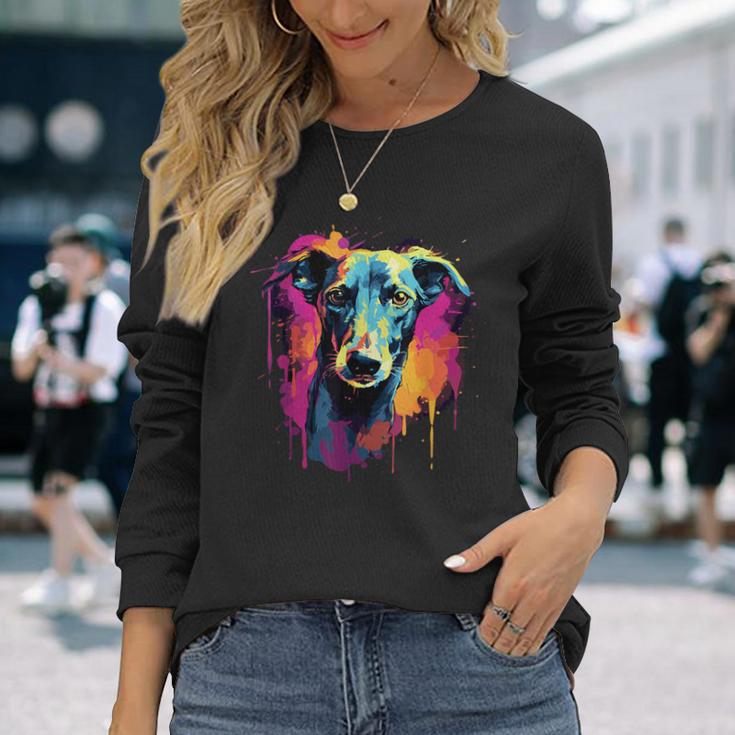 Galgo Espanol Colourful Greyhound Langarmshirts Geschenke für Sie