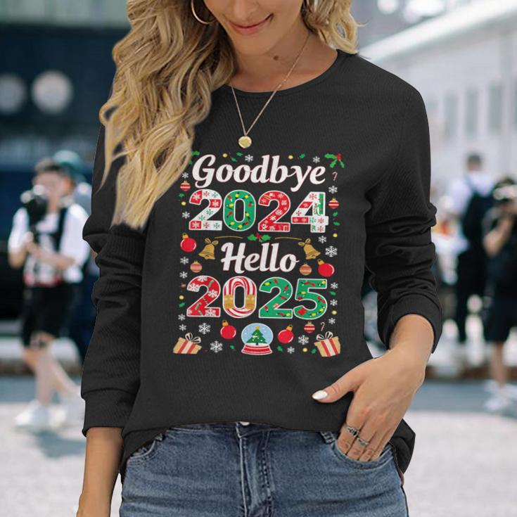 Goodbye 2024 Hello 2025 Merry Christmas Happy New Year 2025 Langarmshirts Geschenke für Sie