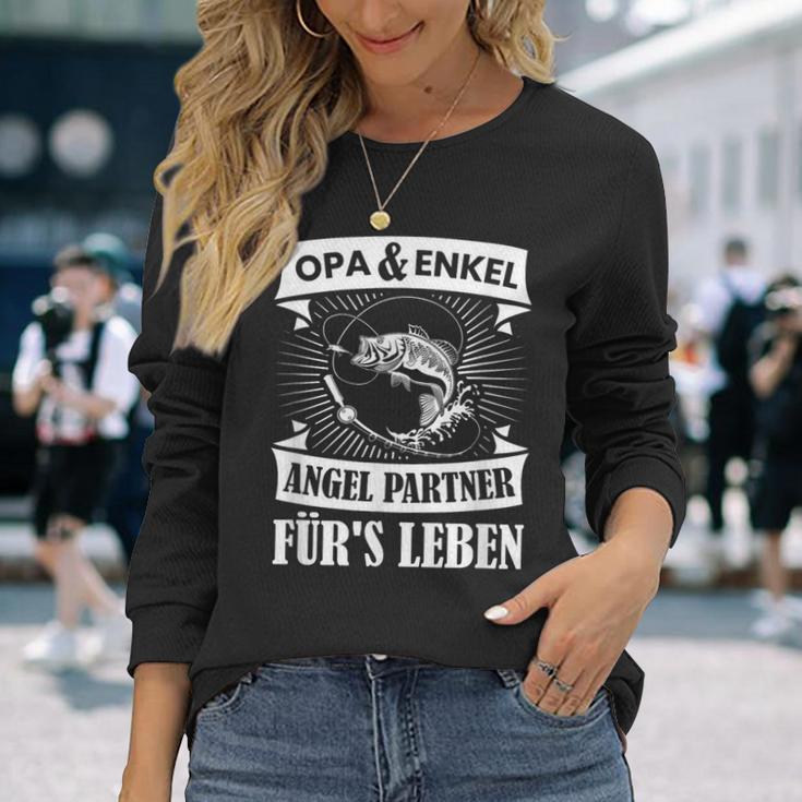 Grandpa And Grandson Angel Partner Fishing Partner Father's Day Langarmshirts Geschenke für Sie