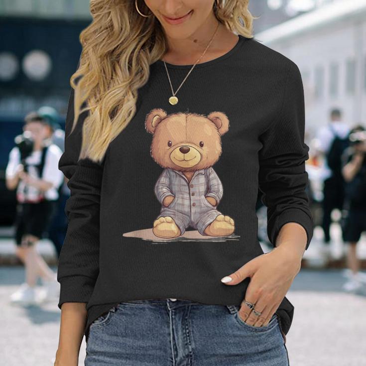 Great Teddy Bear In Soft And Cosy Pyjamas Langarmshirts Geschenke für Sie