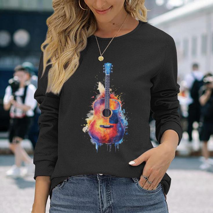 Guitar Splash Watercolour For Guitarists Electric Guitars Langarmshirts Geschenke für Sie