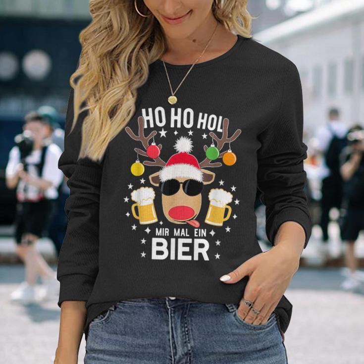 Ho Ho Hol Mir Mal Ein Bier Reindeer Christmas Langarmshirts Geschenke für Sie