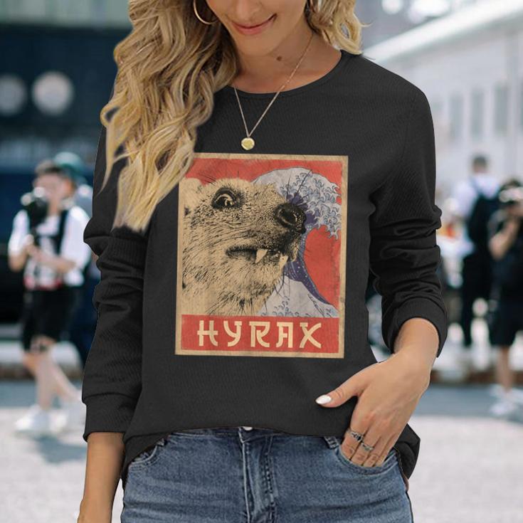 Hyrax Japaneseintage Style Hyrax Meme Langarmshirts Geschenke für Sie