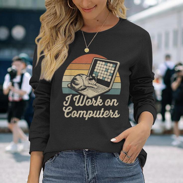 Ich Arbeite Am Computer Cat Kitty Kitten Cat Meme Langarmshirts Geschenke für Sie