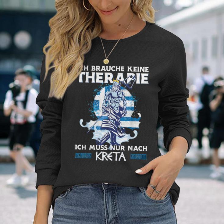 Ich Brauche Keine Therapie Ich Muss Nur Nach Kreta Langarmshirts Geschenke für Sie