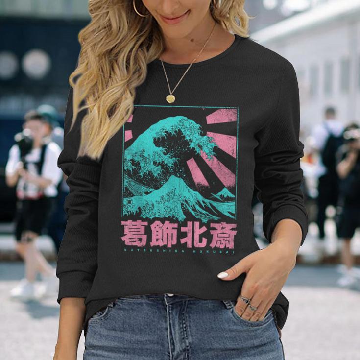 Japanese Hokusai Japan The Great Waveor Kanagawa Langarmshirts Geschenke für Sie