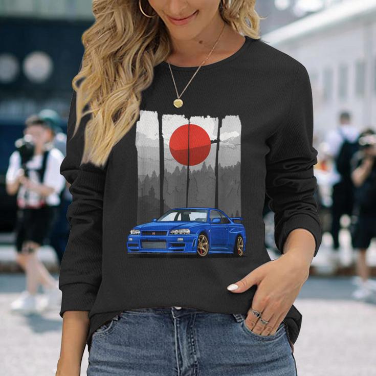 Jdm Skyline 34 Car Tuning Japan Rising Sun Drift Langarmshirts Geschenke für Sie