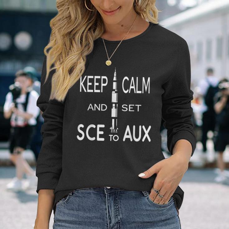 Keep Calm And Set Sce With Saturn For Rocket Science On Aux Langarmshirts Geschenke für Sie