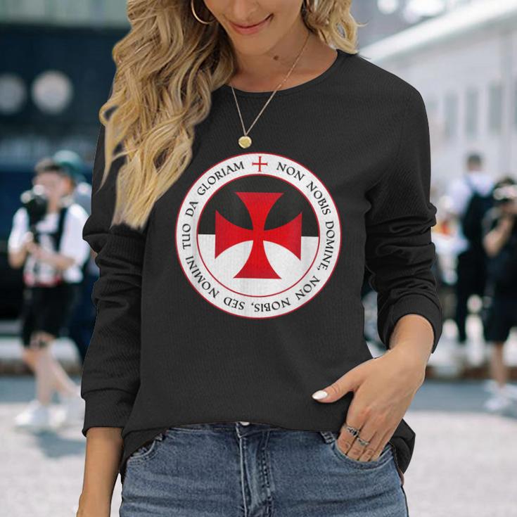 Knights Templar Cross And Seal Knight Langarmshirts Geschenke für Sie