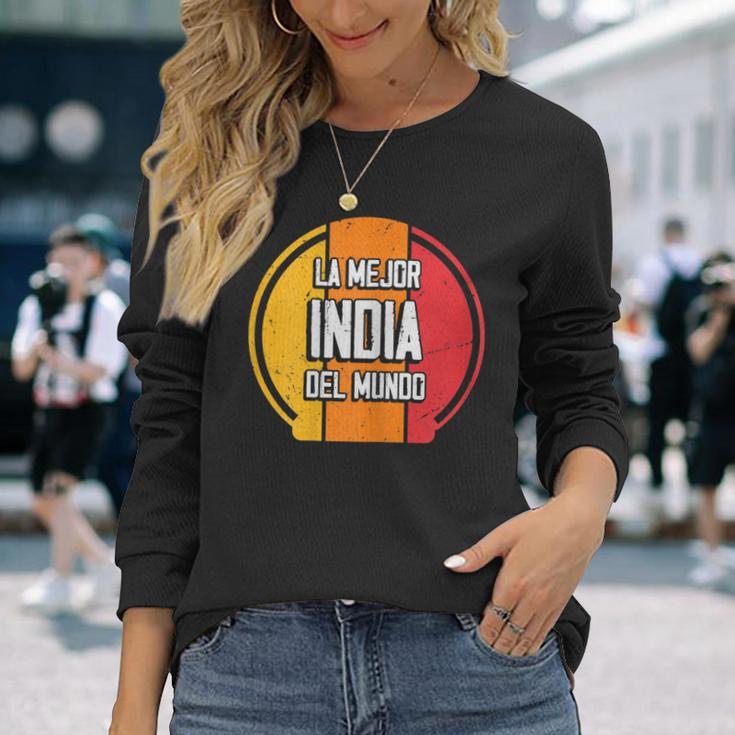 La Mejor India Del Mundo Divertido Nombre India Camiseta de manga larga Regalos para ella