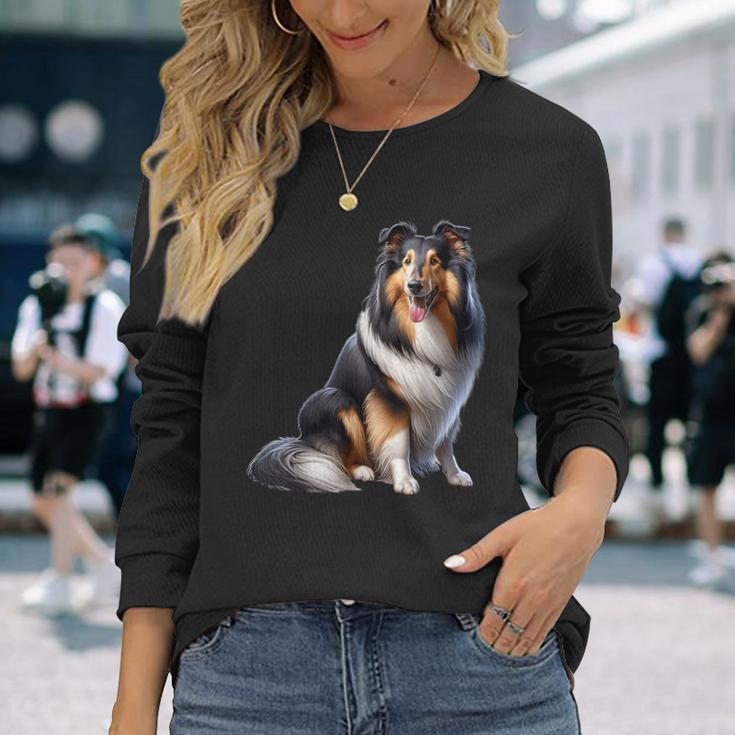 Langhaar Collie Motiv Collie Langarmshirts Geschenke für Sie