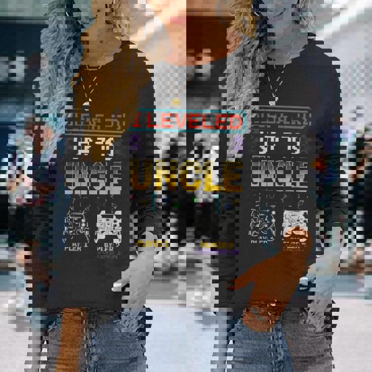 I Leveled Up To Uncle 2023 Nueva Familia Promocionada A Jugador Camiseta de manga larga Regalos para ella