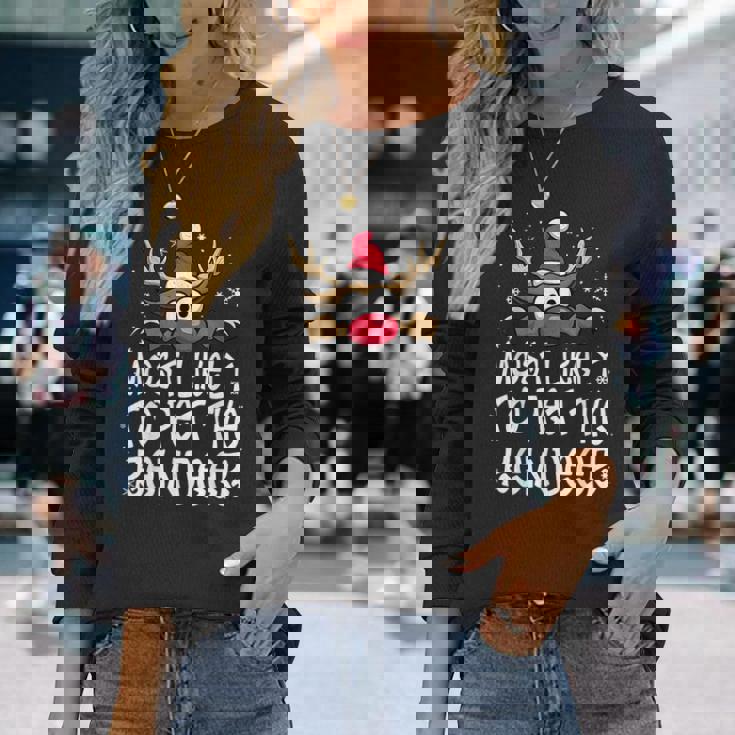 Most Likely To Pet The Reindeer Christmas Pajamas Family Long Sleeve T-Shirt Gifts for Her