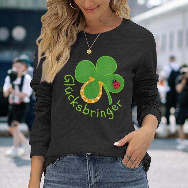 Lucky Charm Ladybird Clover Leaf For Friends Good Luck Langarmshirts Geschenke für Sie