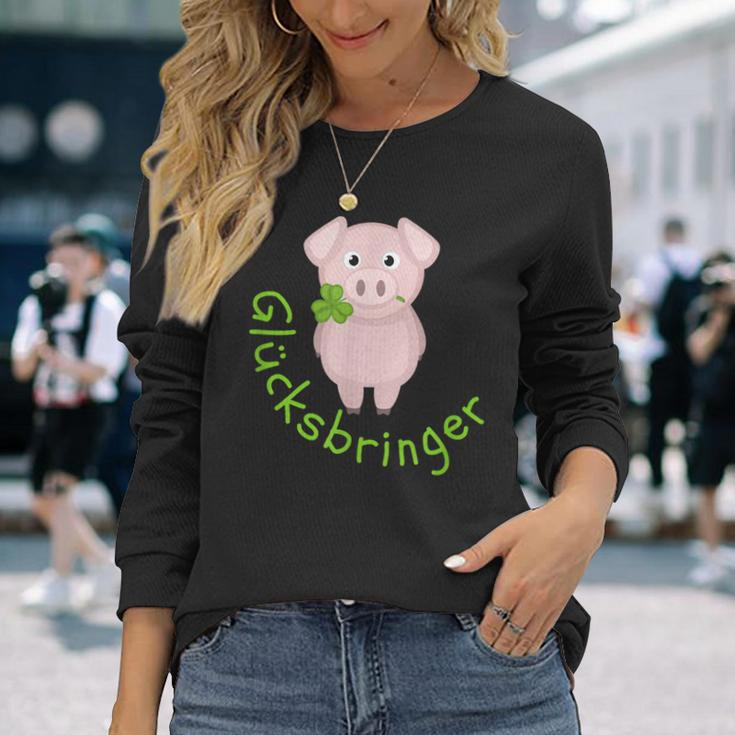 Lucky Charm Pig Clover Leaf For Friends Good Luck Langarmshirts Geschenke für Sie