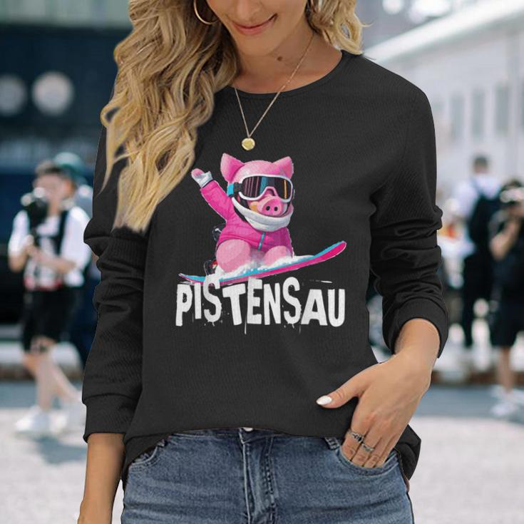 Lustiges Kostüm Apres Skifahren Snowboarden Wild Pisten-Sau Langarmshirts Geschenke für Sie