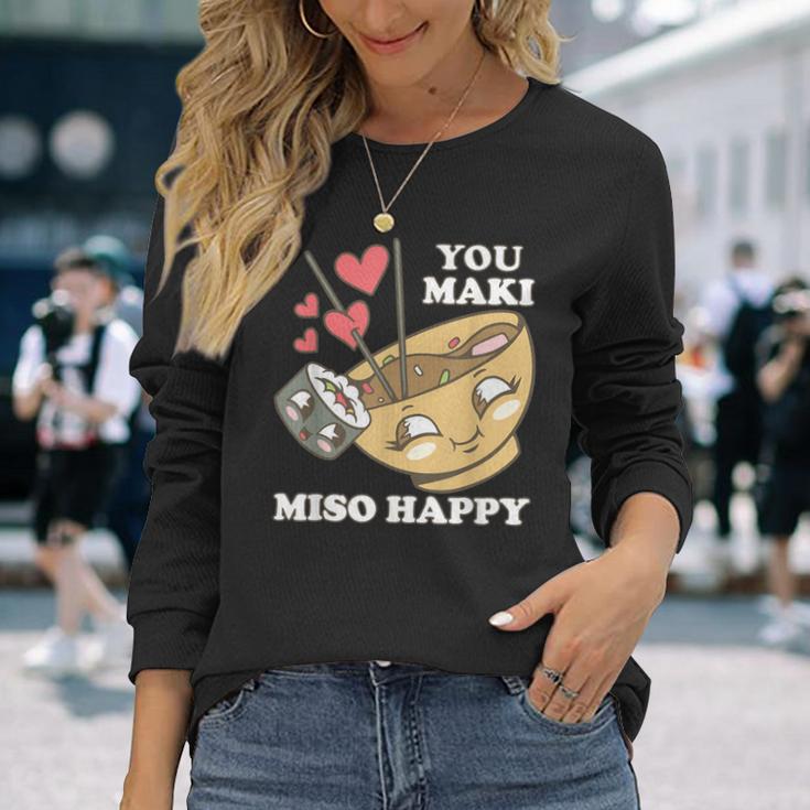 You Maki Miso Happy Sushi Kawaii Japan Langarmshirts Geschenke für Sie