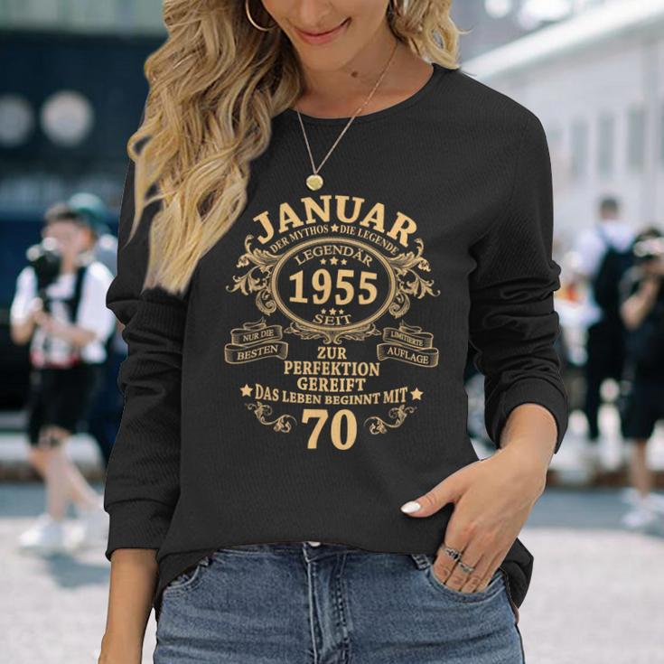 Man January 1955 70 Years intage 70Th Birthday Langarmshirts Geschenke für Sie