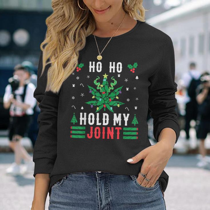 Marijuana Ho Ho Hold My Joint Ugly Christmas Jumper Langarmshirts Geschenke für Sie