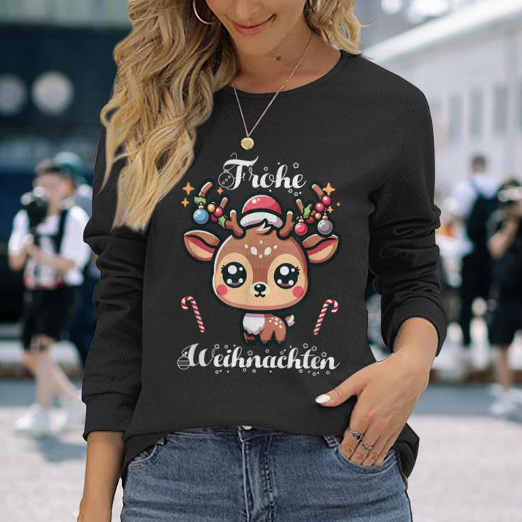 Merry Christmas Cute Reindeer Winter Christmas Langarmshirts Geschenke für Sie