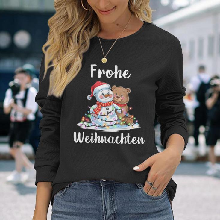 Merry Christmas Snowman Christmas Bear Christmas Eve Langarmshirts Geschenke für Sie