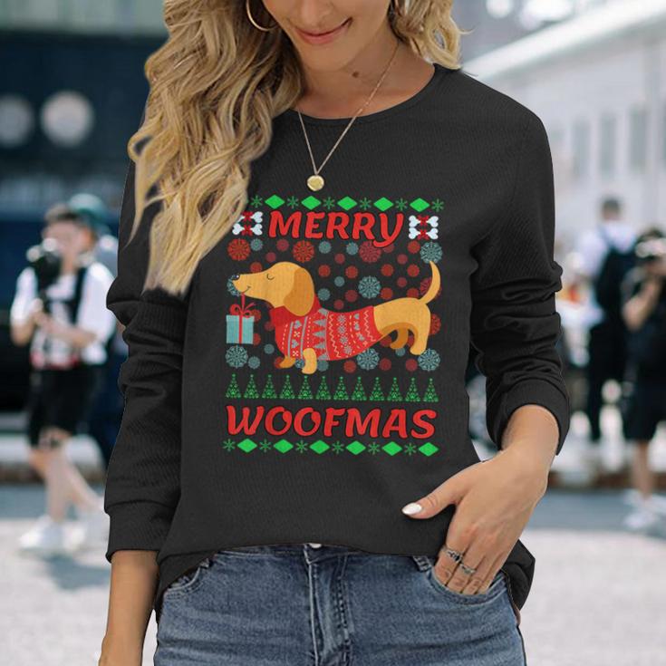 Merry Woofmas Dachshund Christmas Jumper Langarmshirts Geschenke für Sie