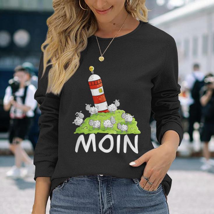 Moin North Sea Lighthouse Motif I North Sea Island Sheep Langarmshirts Geschenke für Sie