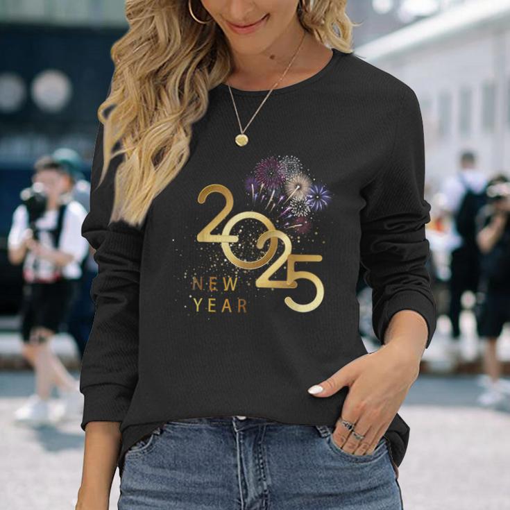 New Year's Eve Party Supplies 2025 Happy New Year Fireworks Langarmshirts Geschenke für Sie