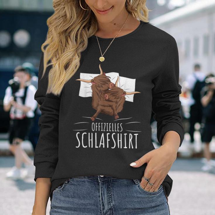 Official Scottish Highland Cow Sleep Langarmshirts Geschenke für Sie