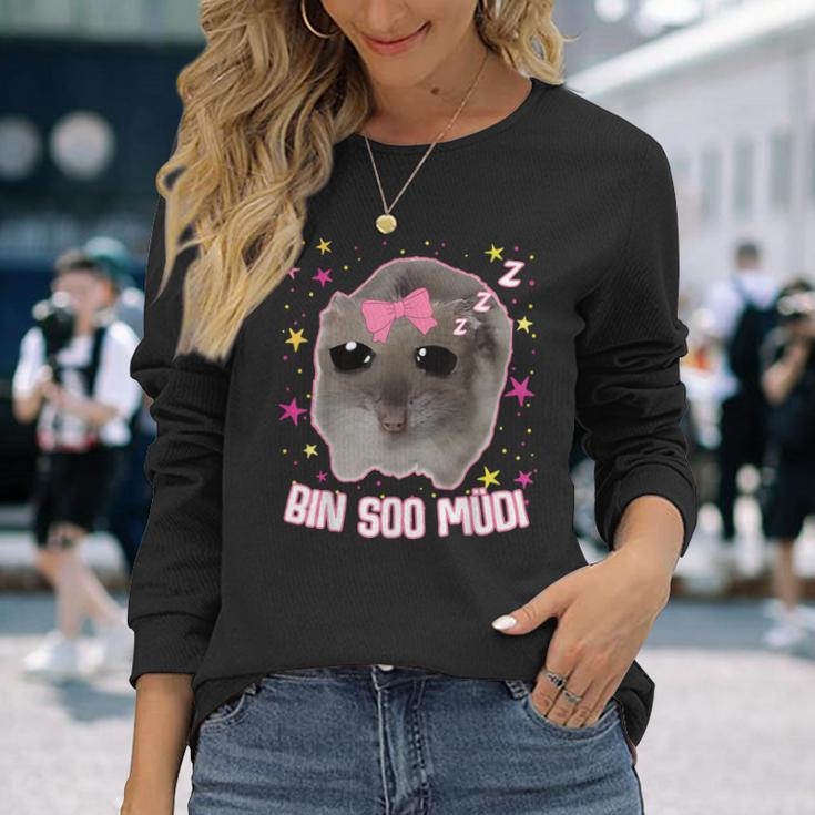 Offizielles Schlaf Sad Hamster Meme Bin So Müdi Schlaf Langarmshirts Geschenke für Sie