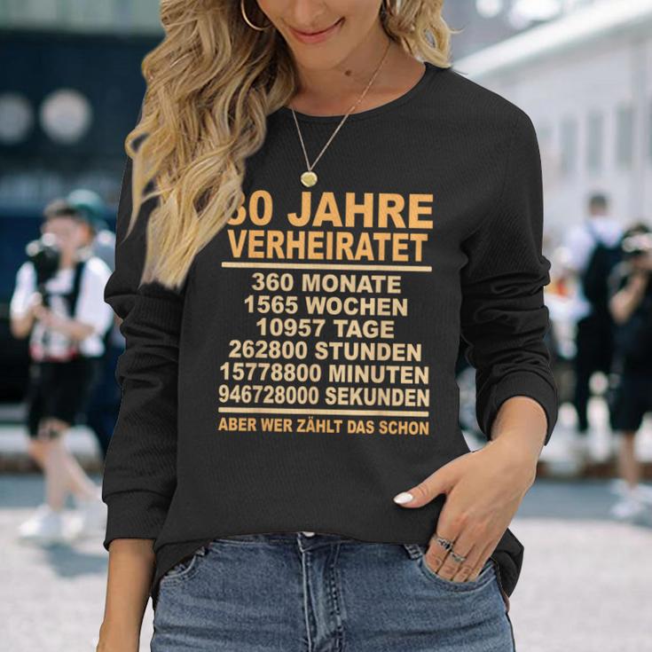 Pearl Wedding Anniversary 30Th Anniversary Married Langarmshirts Geschenke für Sie