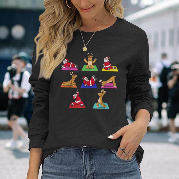 Reindeer Yoga Santa Xmas Meditation Chakra Christmas Langarmshirts Geschenke für Sie