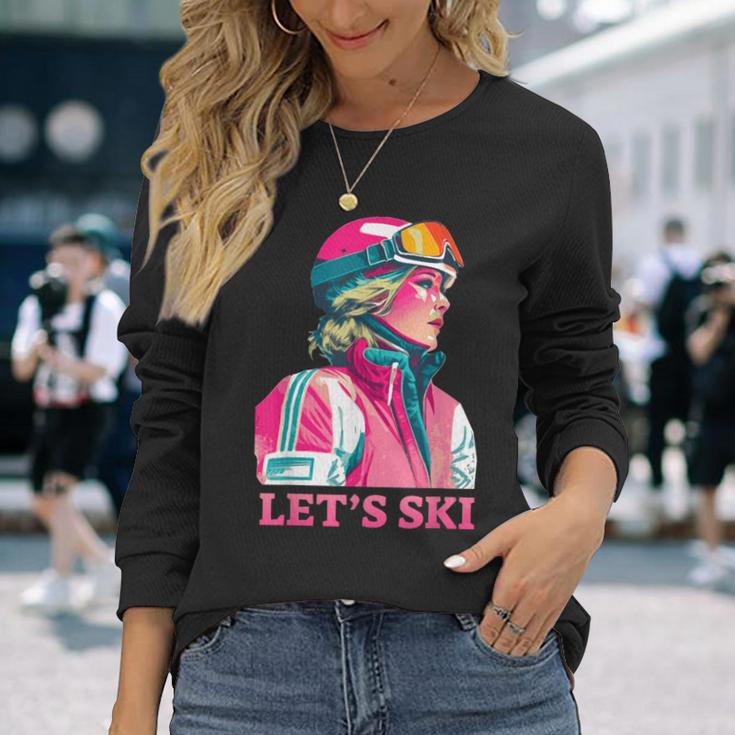 Retrointage Ski 80Er 90Er Jahre Skifahren Outfit Herren Damen Langarmshirts Geschenke für Sie