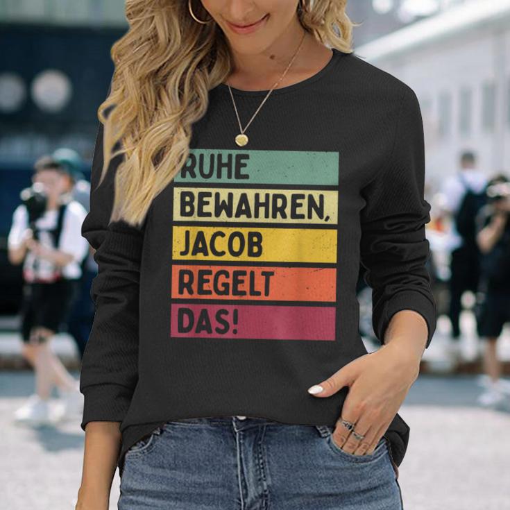 Ruhe Bewahren Jacob Regelt Das Spruch In Retro Colours Langarmshirts Geschenke für Sie