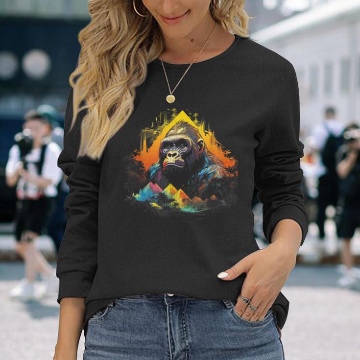 Silverback Gorilla Monkey Animal Langarmshirts Geschenke für Sie