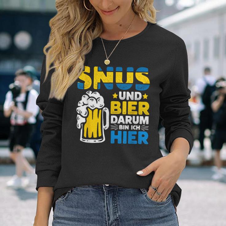 Snus Darum Bin Ich Hier Swedish Chewing Tobacco Langarmshirts Geschenke für Sie