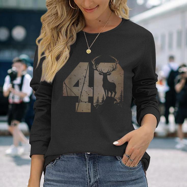 Stag Motif For Hunters 40S Birthday Or Anniversary Langarmshirts Geschenke für Sie