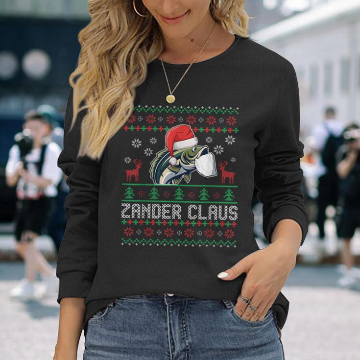 Ugly Christmas Zander Claus Angler Weihnachten Fishing Sports Langarmshirts Geschenke für Sie