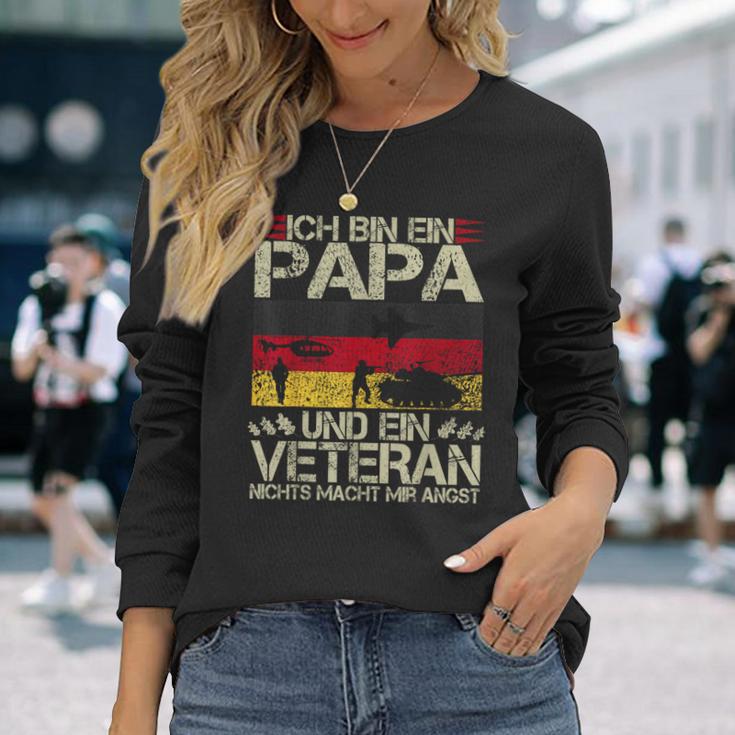 Veteran Father's Day Oak Leaves Soldier And Dad Langarmshirts Geschenke für Sie