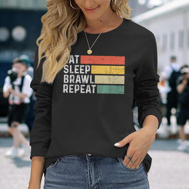 Video Gaming Game Retro Game Eat Sleep Brawl Repeat Langarmshirts Geschenke für Sie