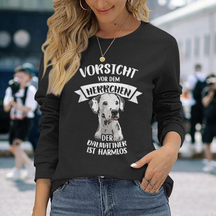 Vorsichtor Dem Herrchen Der Dalmatian Ist Harmlos Gassi Langarmshirts Geschenke für Sie