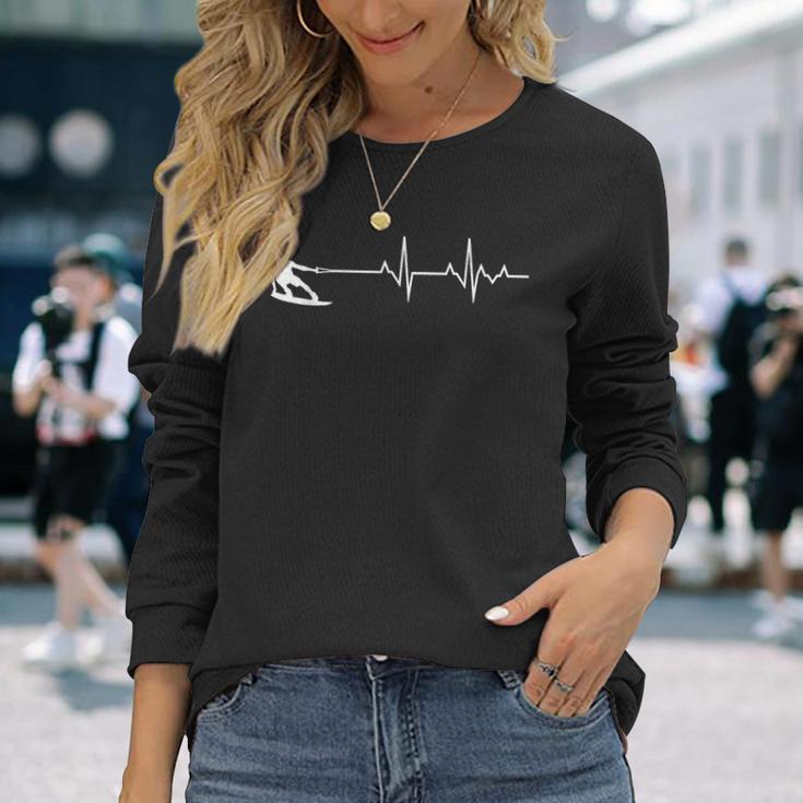 Wakeboard Heartbeat Sea Water Sports Wakeboarding Surfing Langarmshirts Geschenke für Sie