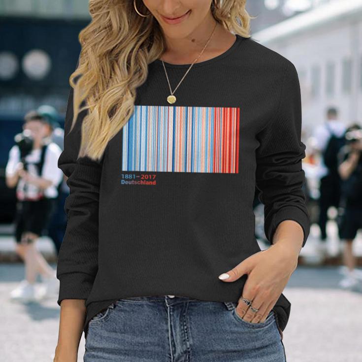 Warmth Stripes Germany Annual Temperatures Langarmshirts Geschenke für Sie