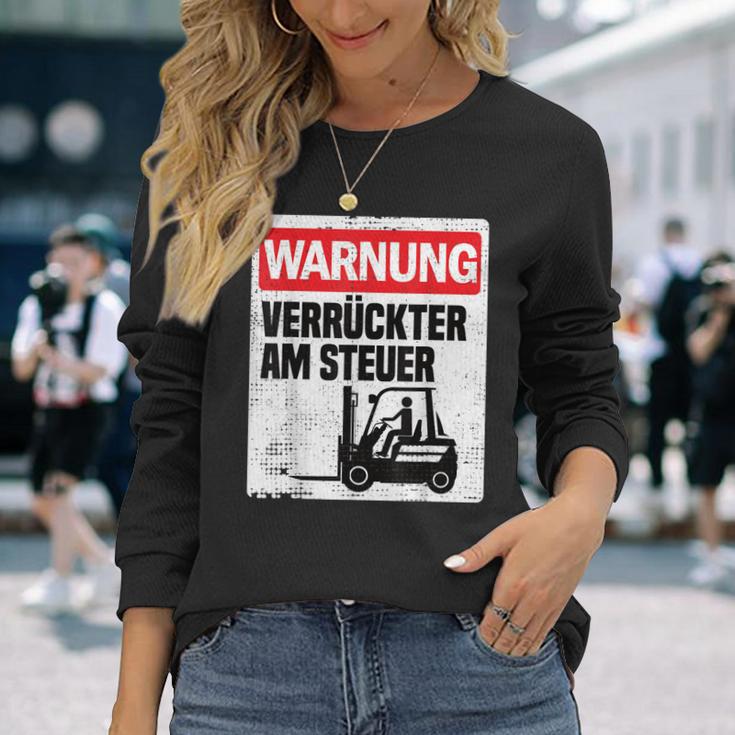 Warning Crazy Forklift S Langarmshirts Geschenke für Sie