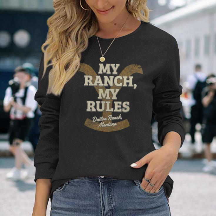 Yellowstone My Ranch My Rules Dutton Ranch Big Chest Logo Langarmshirts Geschenke für Sie