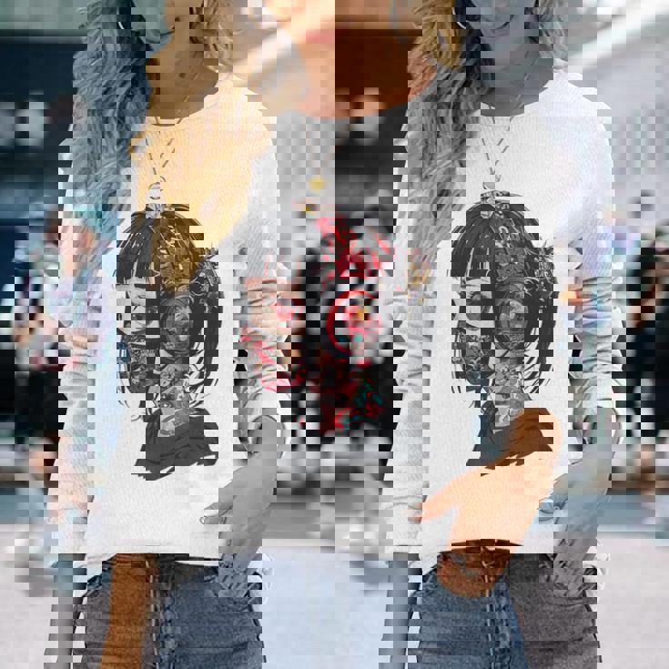 Anime Manga Gráfico Ojos Rojos Arte Anime Camiseta de manga larga Regalos para ella
